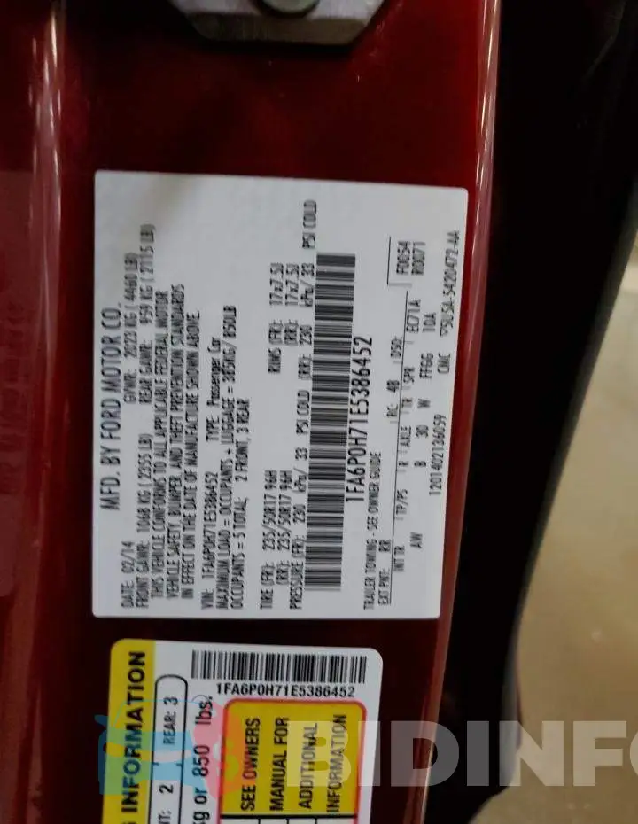 1FA6P0H71E5386452 Photo# 12