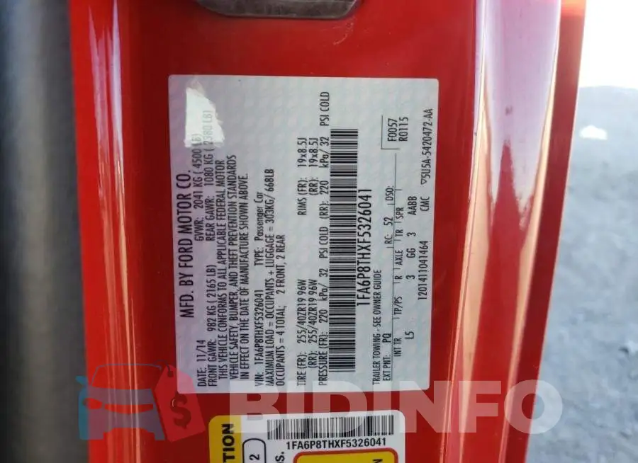 1FA6P8THXF5326041 Photo# 12