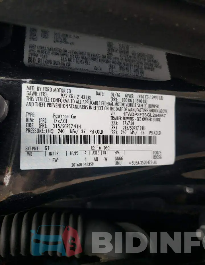 1FADP3F23GL264867 Photo# 13