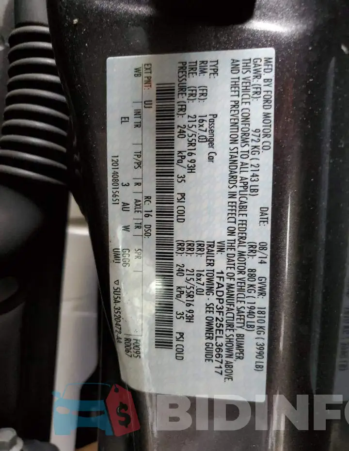 1FADP3F25EL366717 Photo# 13