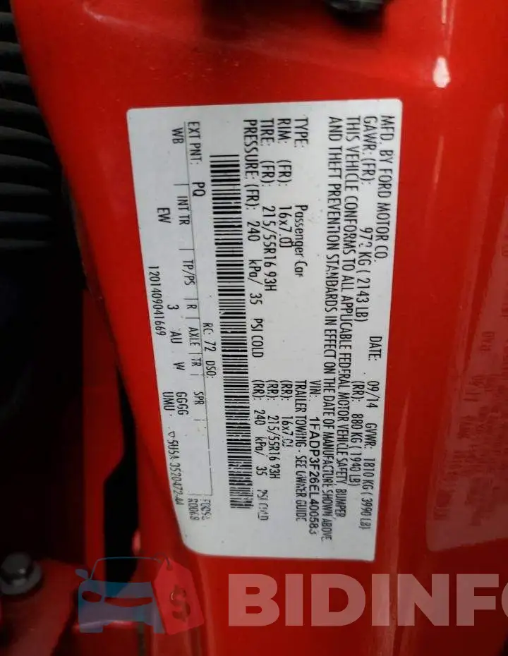 1FADP3F26EL400583 Photo# 12