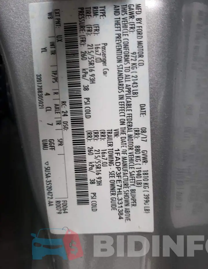 1FADP3FE7HL331384 Photo# 12