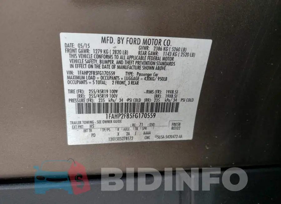1FAHP2F85FG170559 Photo# 13