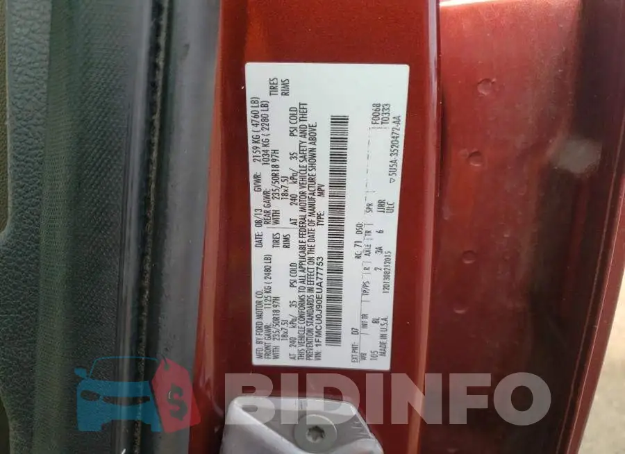 1FMCU0J90EUA77753 Photo# 10