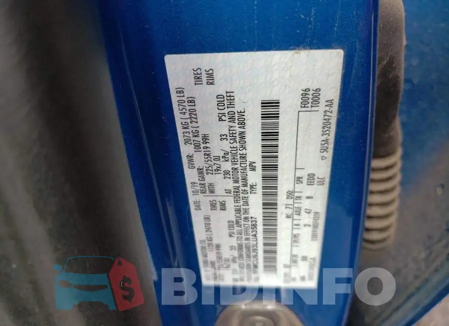 1FMCU9J93LUA35837 Photo# 12
