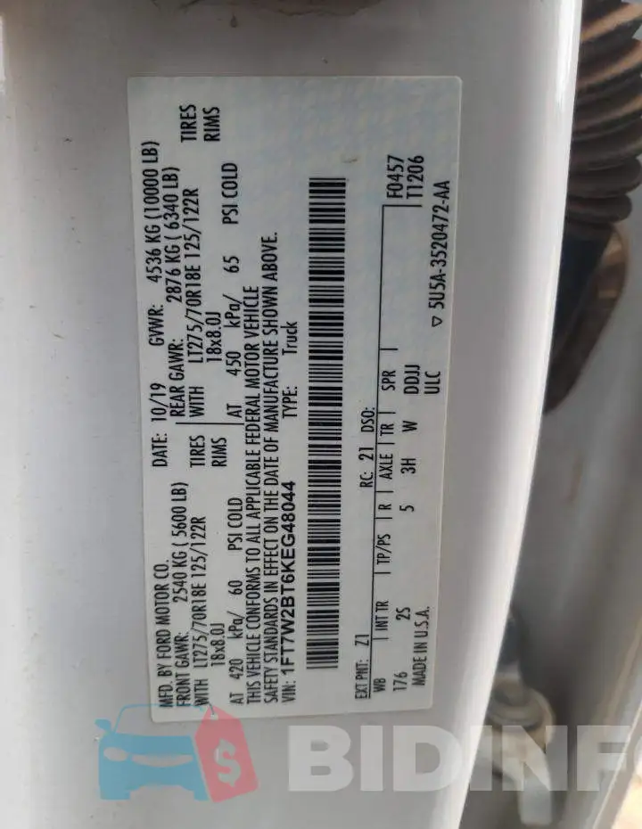 1FT7W2BT6KEG48044 Photo# 12