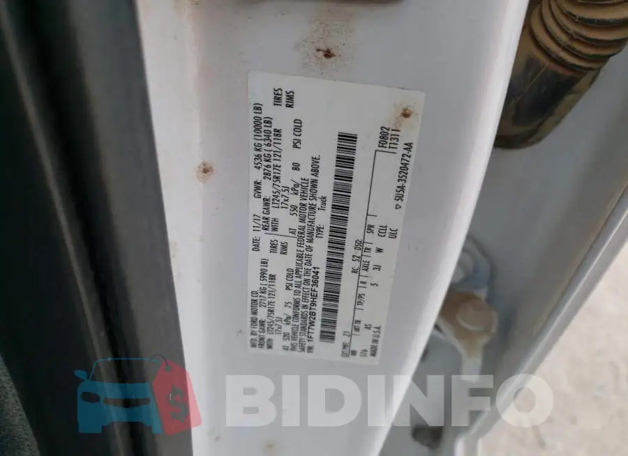 1FT7W2BT9HEF36041 Photo# 13