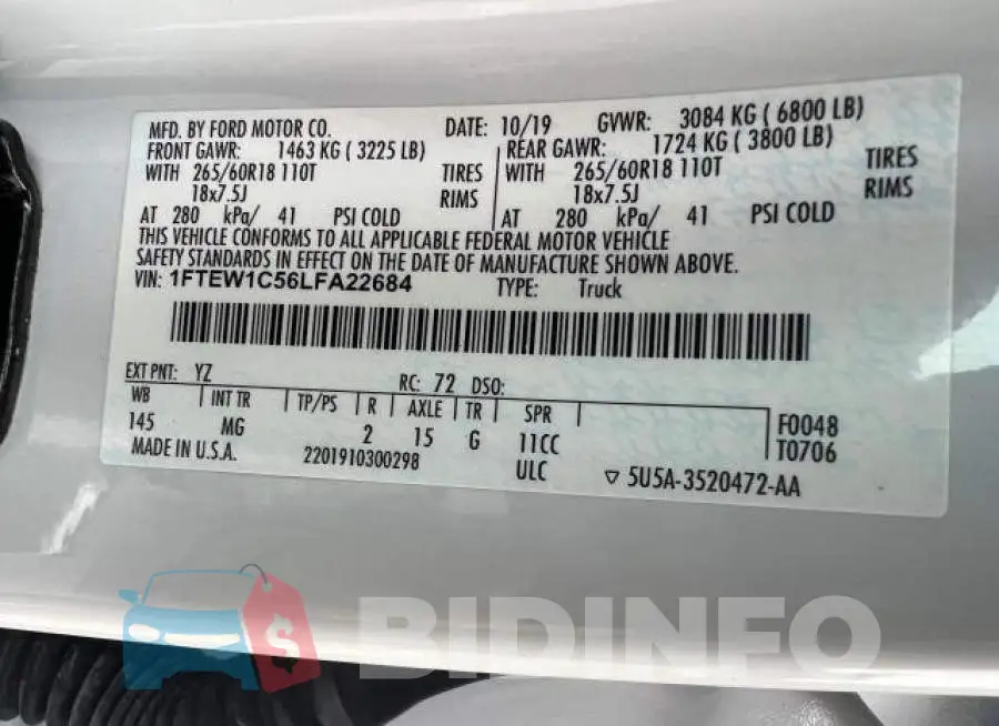 1FTEW1C56LFA22684 Photo# 10