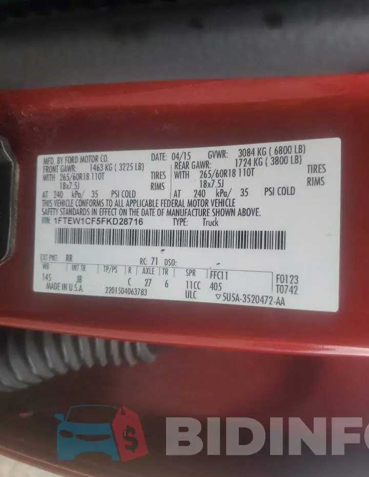 1FTEW1CF5FKD28716 Photo# 13