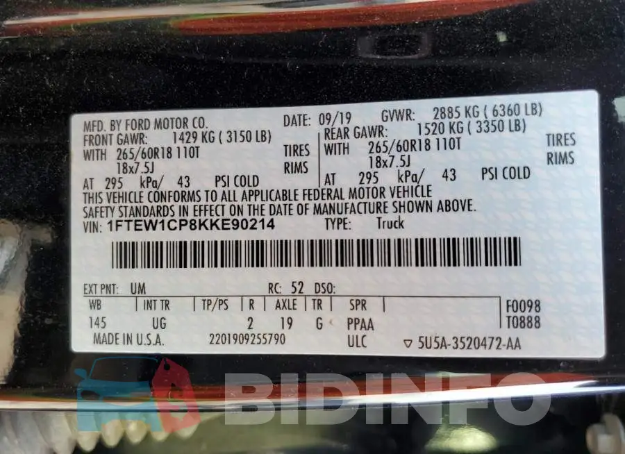 1FTEW1CP8KKE90214 Photo# 12