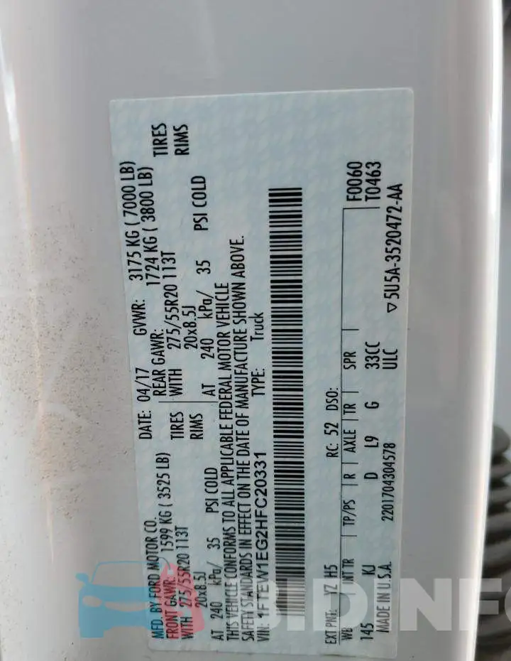 1FTEW1EG2HFC20331 Photo# 12