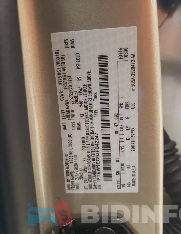 1FTEW1EG9JFB42247 Photo# 10