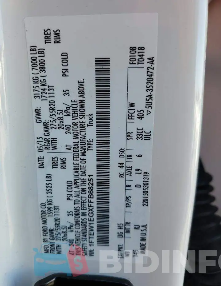 1FTEW1EGXFFB68251 Photo# 10