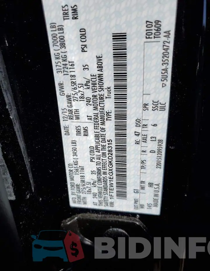 1FTEW1EGXGKD28315 Photo# 12