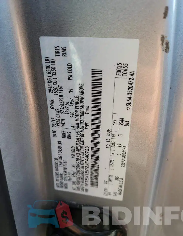 1FTEX1EP2JFA40723 Photo# 12