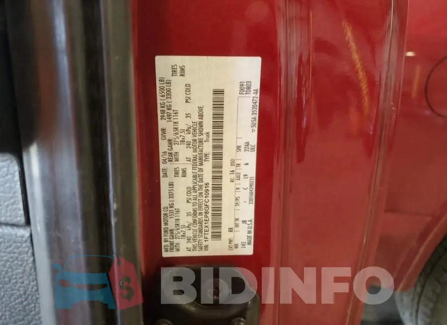 1FTEX1EP8GFC10916 Photo# 12