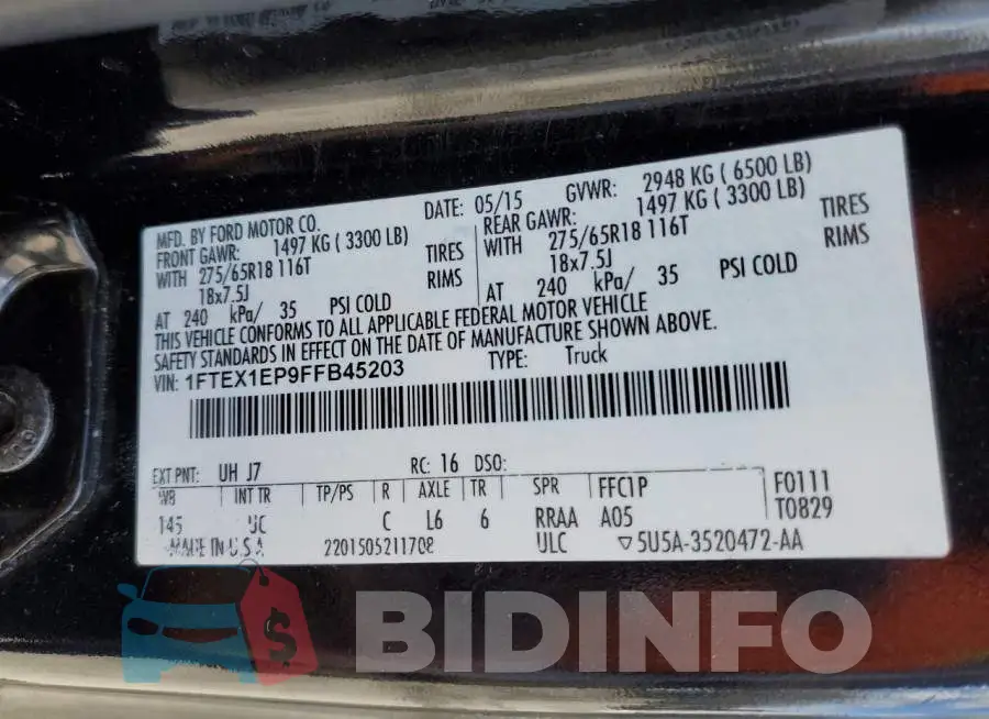 1FTEX1EP9FFB45203 Photo# 12