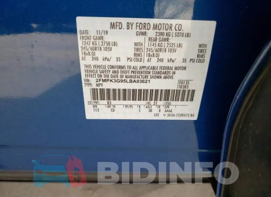 2FMPK3G95LBA03621 Photo# 12
