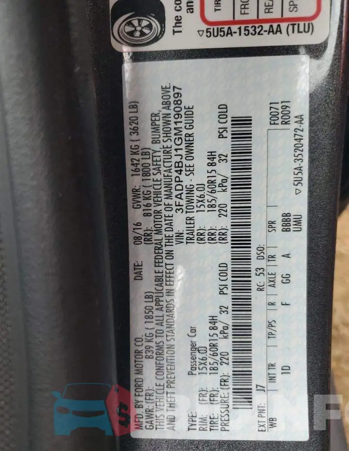 3FADP4BJ1GM190897 Photo# 13