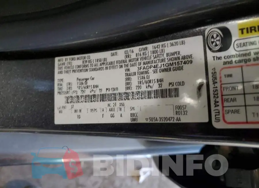 3FADP4EJ1GM157409 Photo# 12
