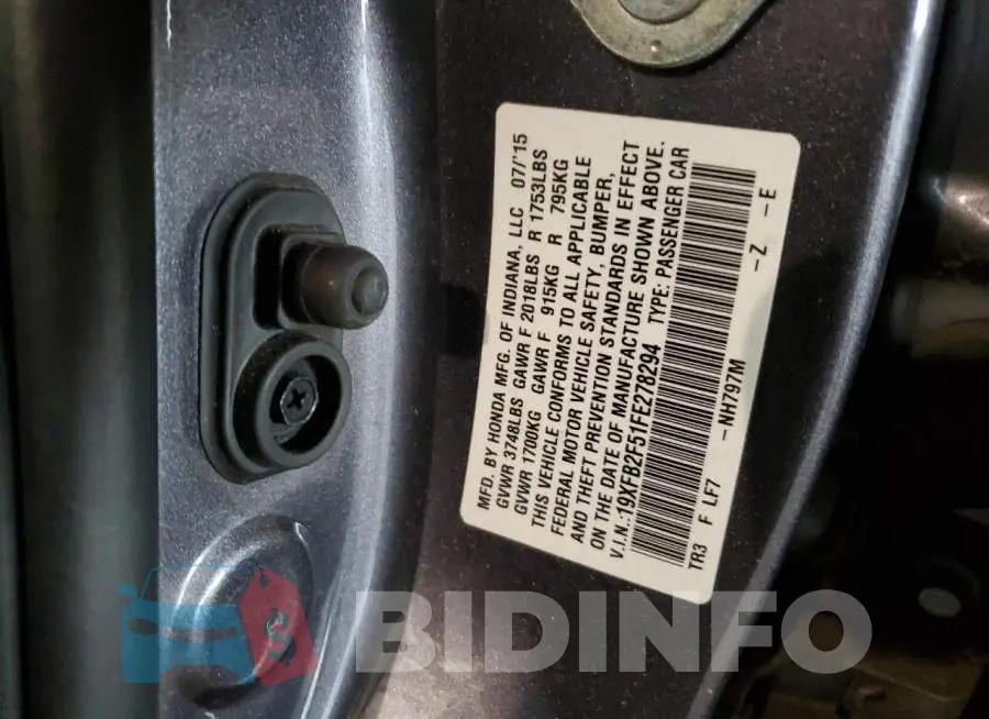 19XFB2F51FE278294 Photo# 12