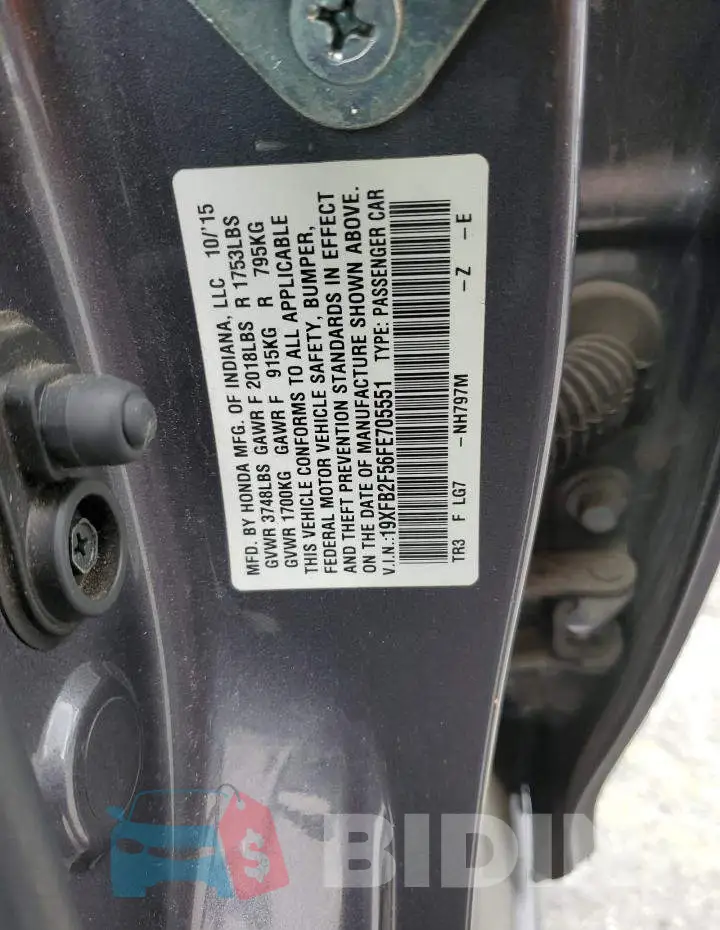 19XFB2F56FE705551 Photo# 12