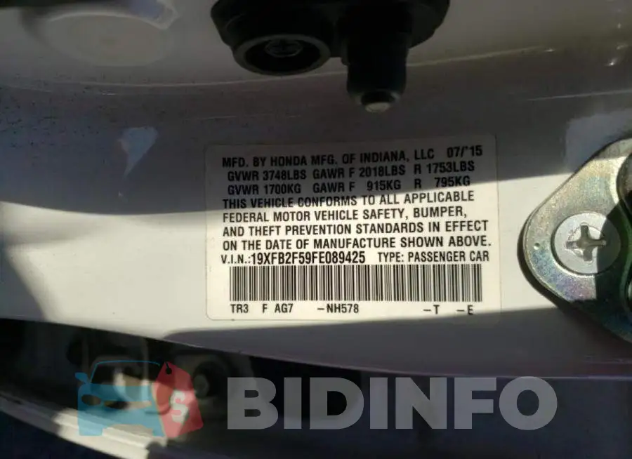 19XFB2F59FE089425 Photo# 10