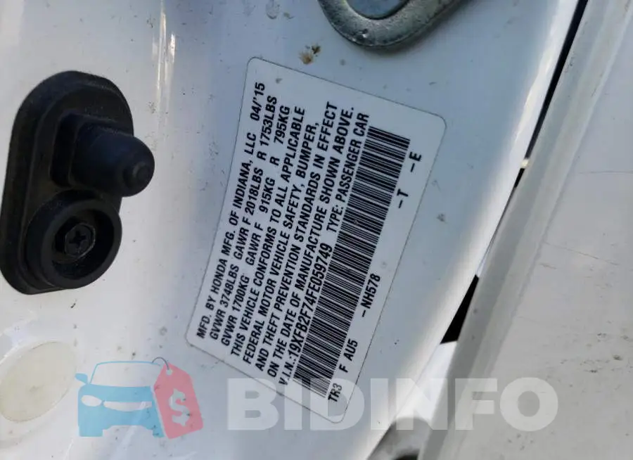 19XFB2F74FE059749 Photo# 13
