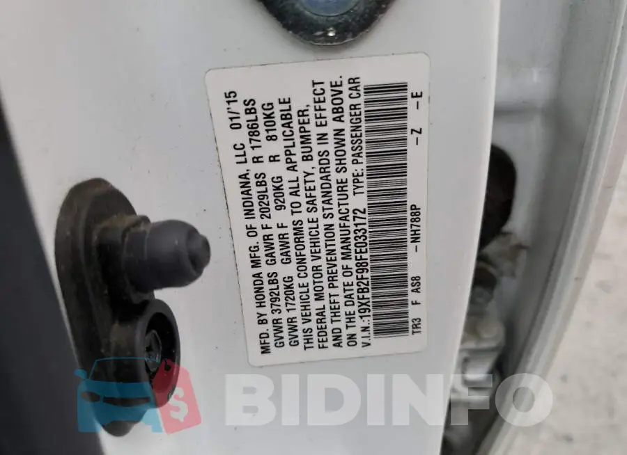 19XFB2F98FE033172 Photo# 12