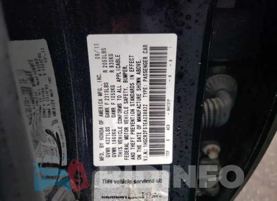 1HGCR2F57EA038832 Photo# 12