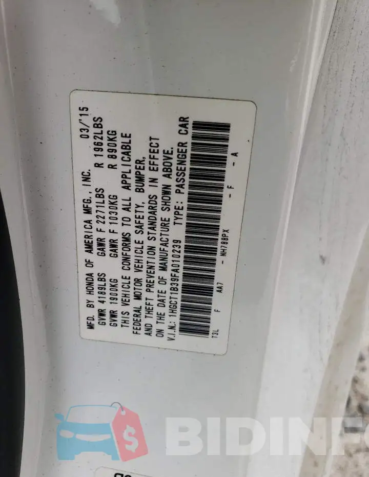 1HGCT1B39FA010239 Photo# 12