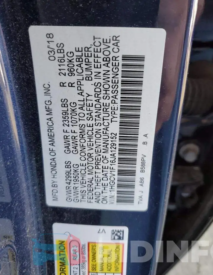 1HGCV1F16JA129152 Photo# 12