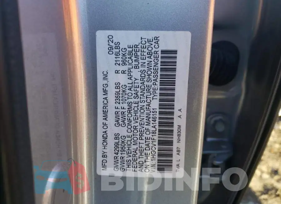 1HGCV1F18LA146151 Photo# 12