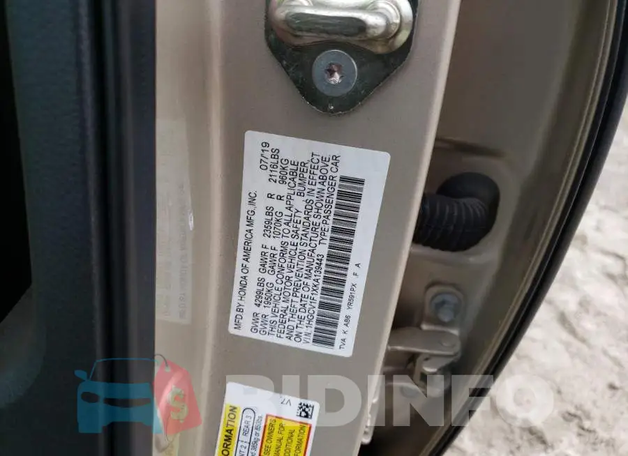 1HGCV1F1XKA139443 Photo# 12