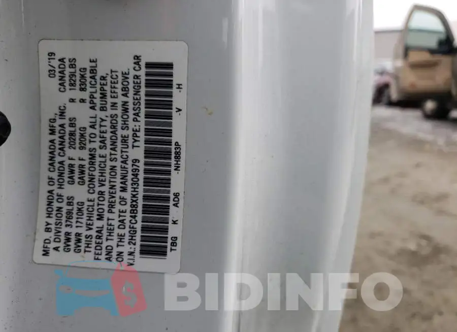 2HGFC4B8XKH304979 Photo# 12