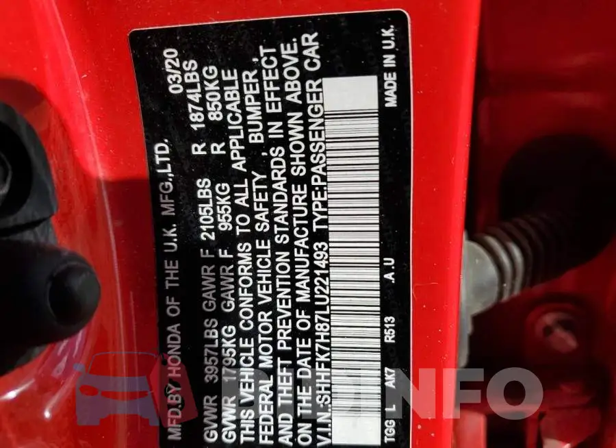 SHHFK7H87LU221493 Photo# 13