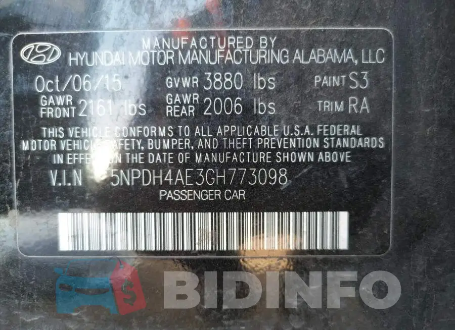 5NPDH4AE3GH773098 Photo# 13