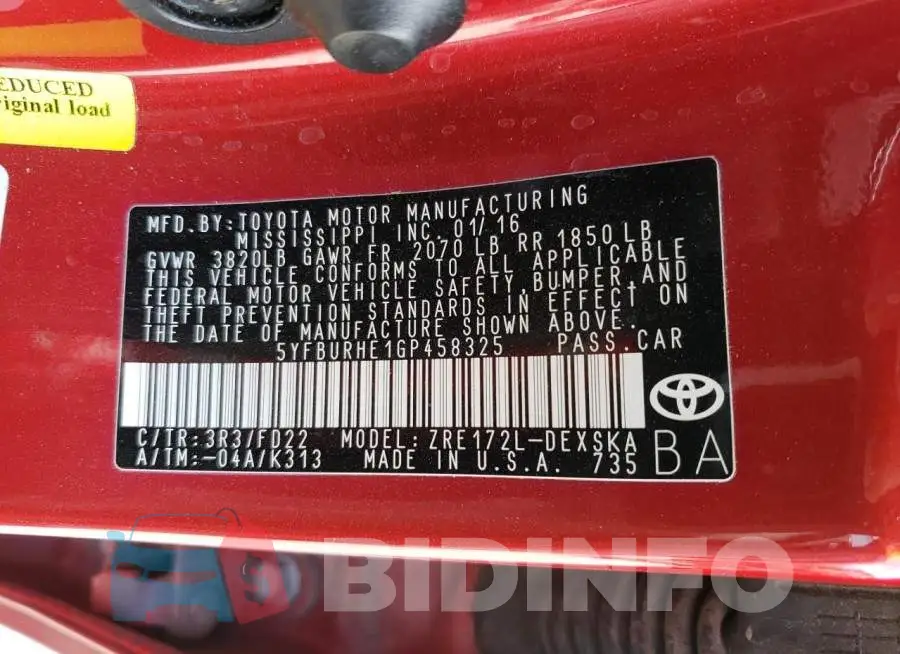 5YFBURHE1GP458325 Photo# 12
