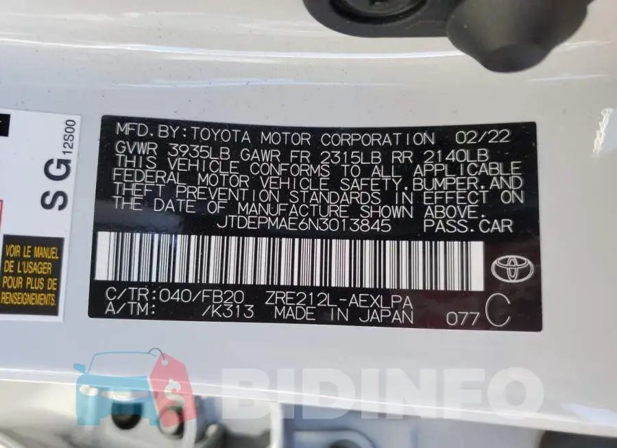 JTDEPMAE6N3013845 Photo# 13