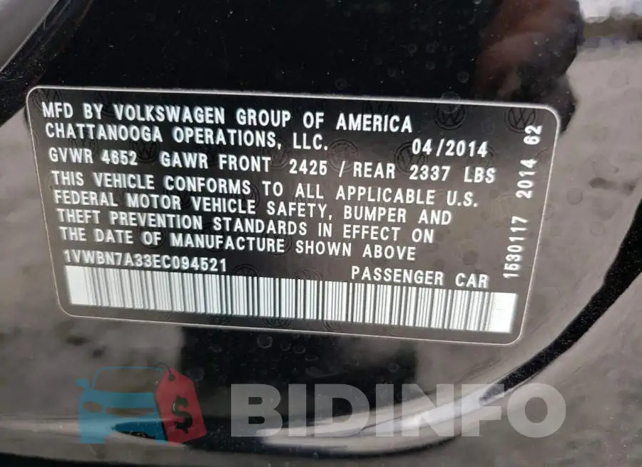 1VWBN7A33EC094521 Photo# 12