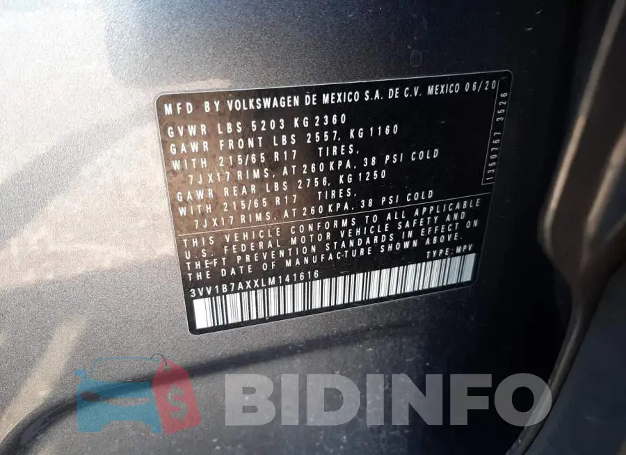 3VV1B7AXXLM141616 Photo# 13
