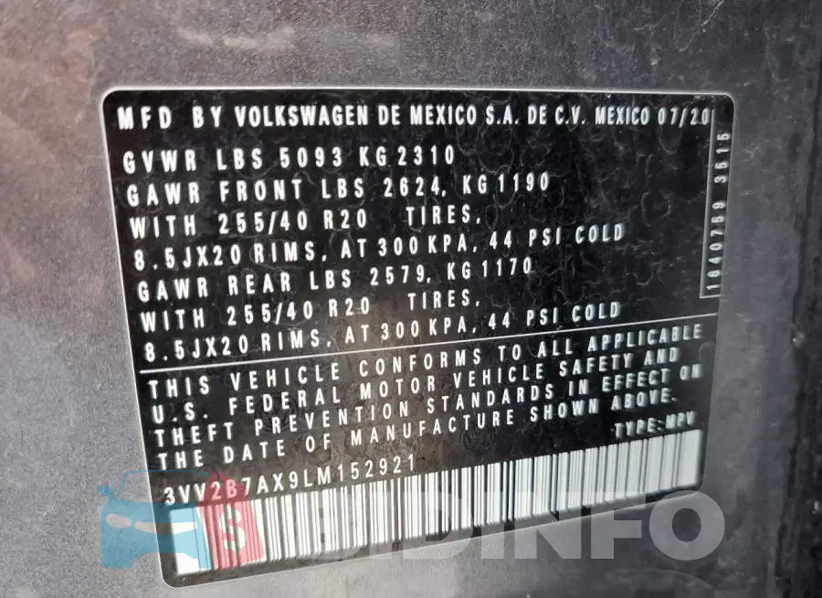3VV2B7AX9LM152921 Photo# 12