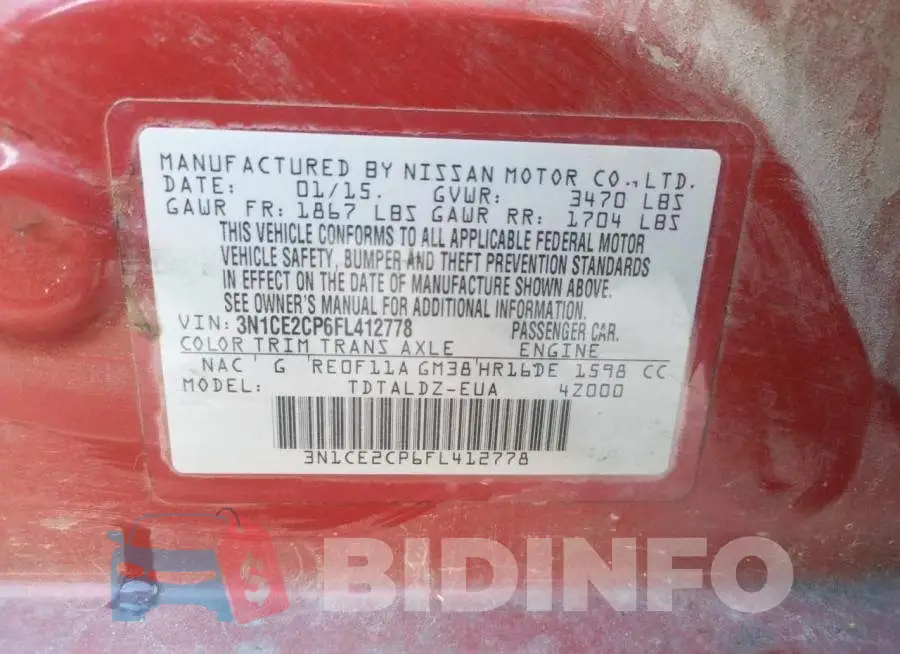 3N1CE2CP6FL412778 Photo# 12