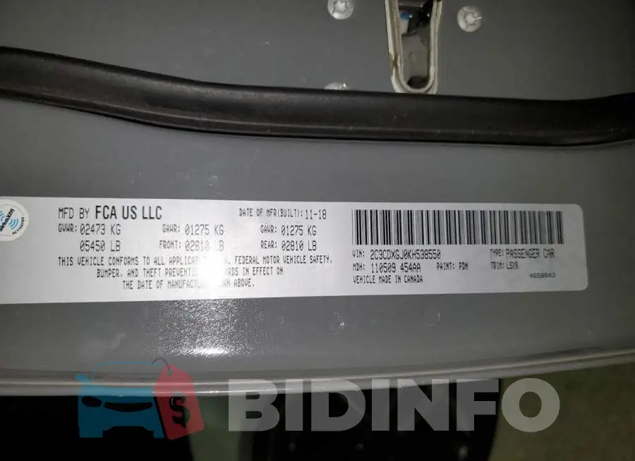 2C3CDXGJ0KH538550 Photo# 13