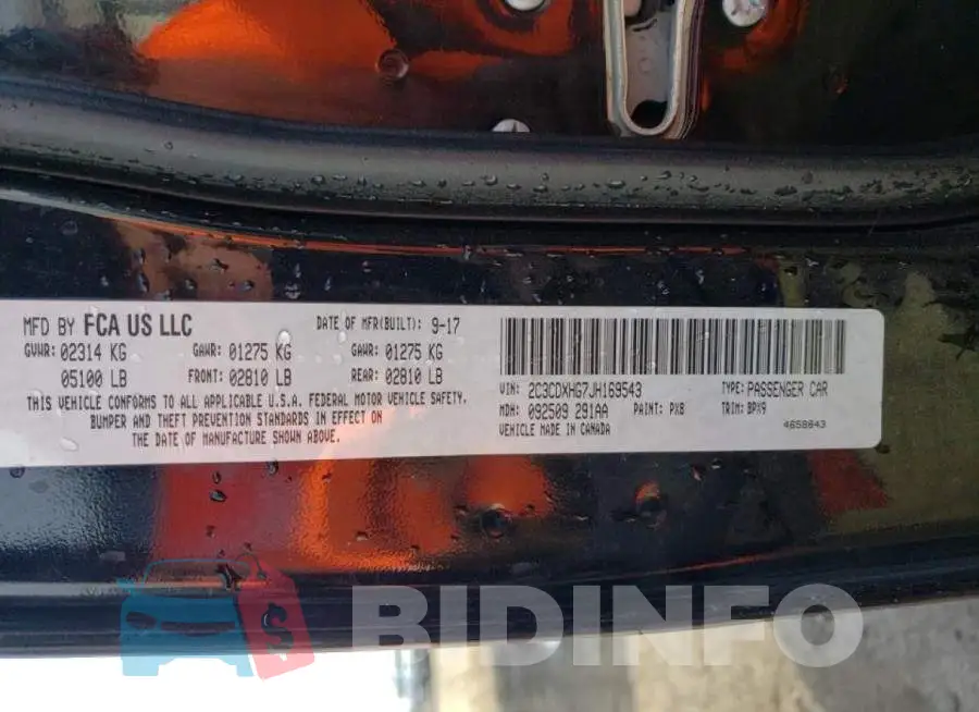 2C3CDXHG7JH169543 Photo# 12