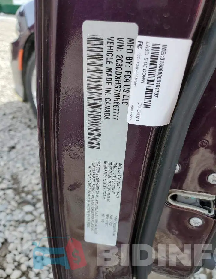 2C3CDXHG7MH667777 Photo# 12