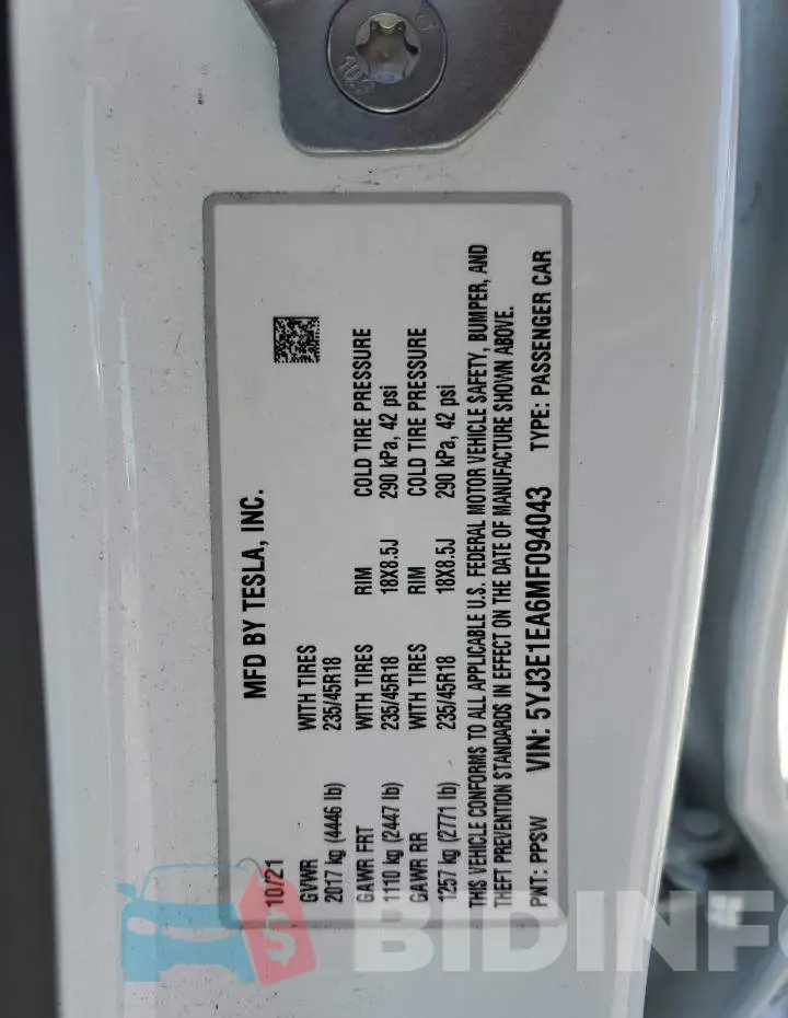 5YJ3E1EA6MF094043 Photo# 12