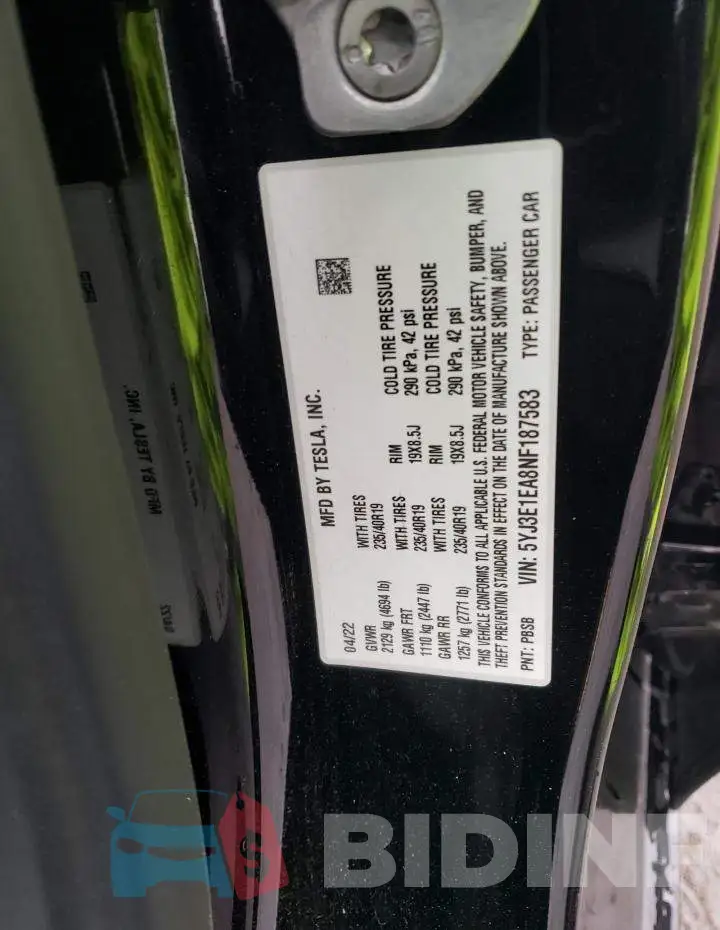 5YJ3E1EA8NF187583 Photo# 12