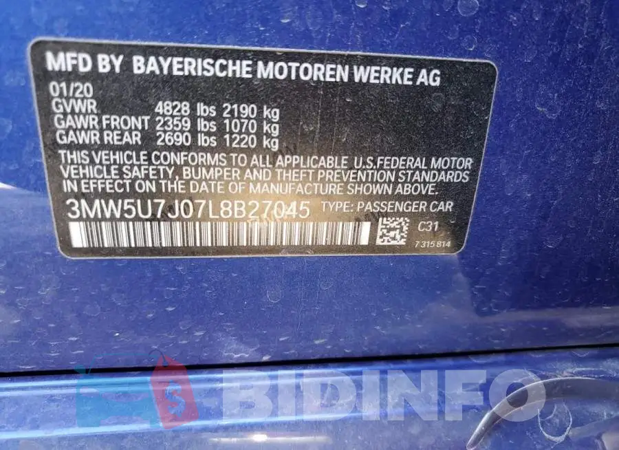 3MW5U7J07L8B27045 Photo# 12