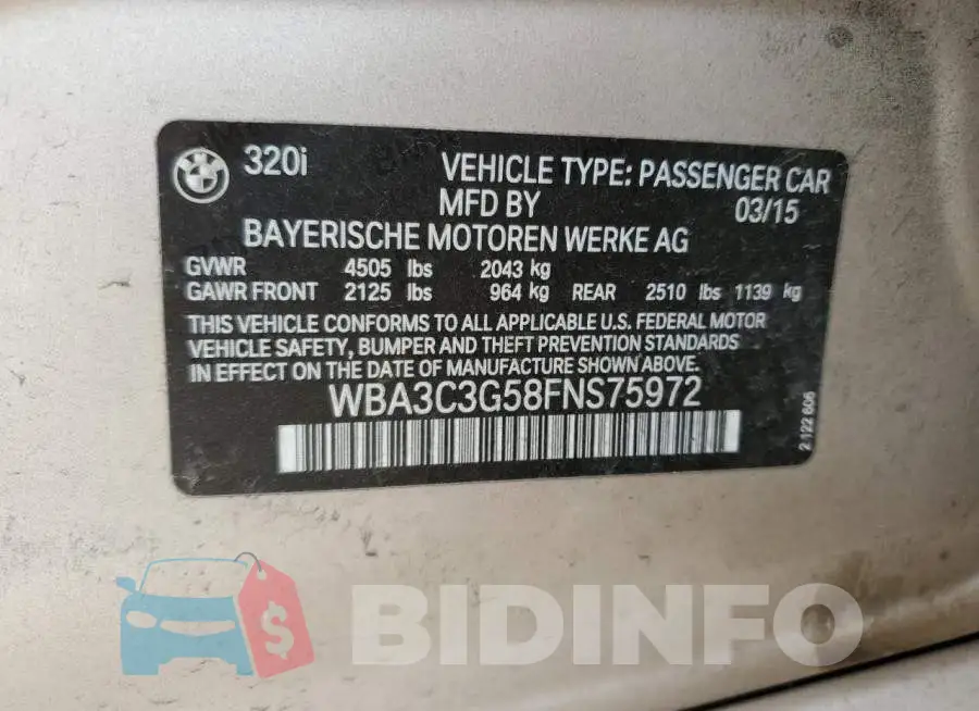 WBA3C3G58FNS75972 Photo# 12
